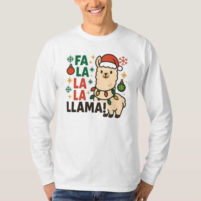 Fa La La La Lama Funny Christmas Llama Men’s t T-Shirt (Front)