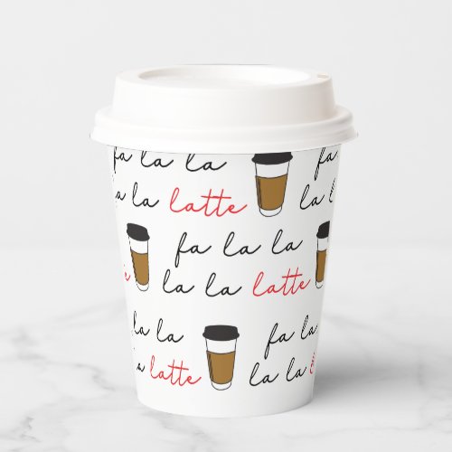 Fa la la la Latte Christmas Coffee Illustration Paper Cups