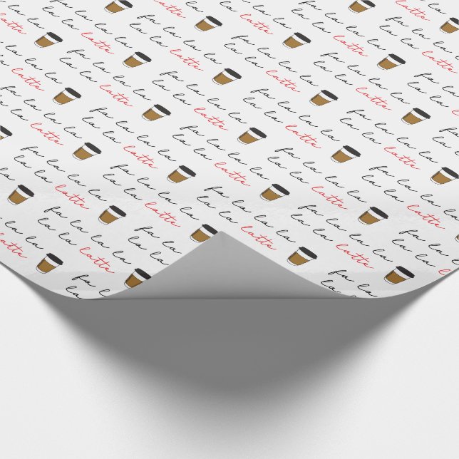 Fa la la la Latte Christmas Coffee Illustration Wrapping Paper (Corner)