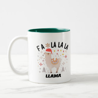Fa La La La Llama Christams Graphic Art Design Two-Tone Coffee Mug