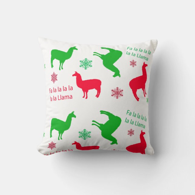 Fa la la la LLama Christmas Holidays Festive Throw Pillow (Front)