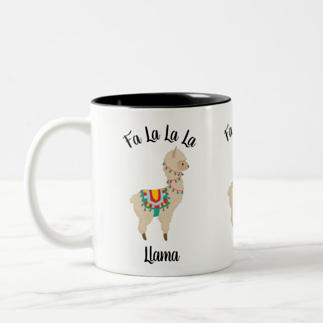 Fa La La La Llama Christmas Lights Tea Coffee Mug (Left)