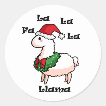 Fa La La La Llama Classic Round Sticker by YamPuff at Zazzle