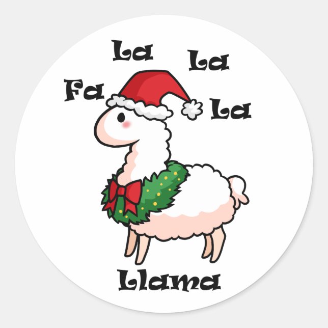 Fa La La La Llama Classic Round Sticker (Front)