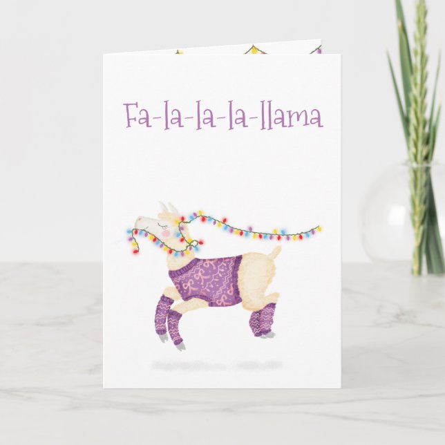 Fa-la-la-la-llama cute Christmas card (Front)