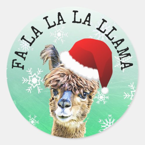 Fa La La La Llama Funny Alpaca Christmas Classic Round Sticker