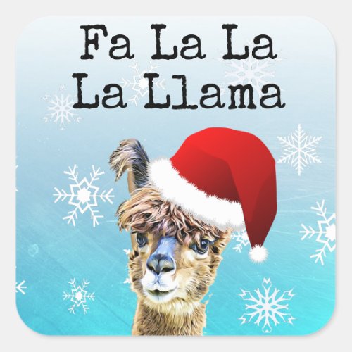 Fa La La La Llama Funny Alpaca Christmas Square Sticker