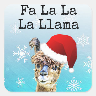 Fa La La La Llama Funny Alpaca Christmas Square Sticker