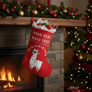 Fa La La La Llama Funny Christmas Personalized Small Christmas Stocking