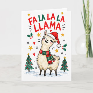 Fa La La La Llama  | Funny Hand-Drawn Christmas Card