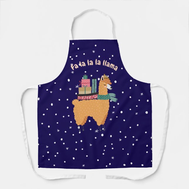Fa la la la llama holiday apron (Front)