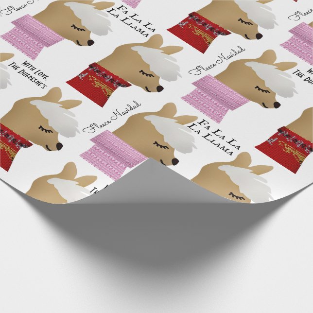 Fa La La La Llama Personalized Holiday Wrapping Paper (Corner)