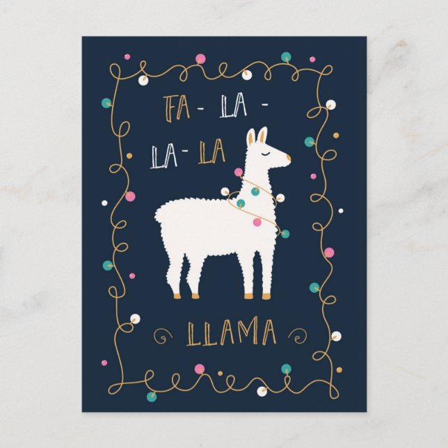 Fa-La-La-La Llama Postcard (Front)