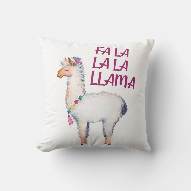 Fa La La La Llama Throw Pillow (Front)
