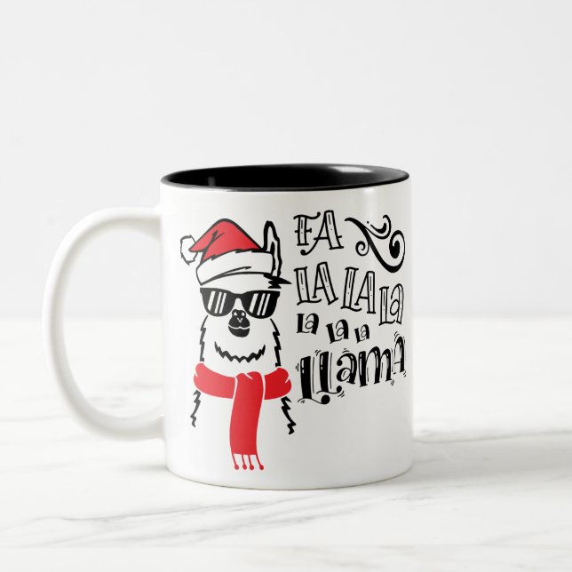 Fa La La La Llama Two-Tone Coffee Mug (Left)