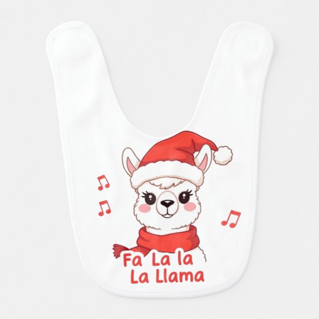 Fa La La La Llama White Deer Baby Bib  (Front)