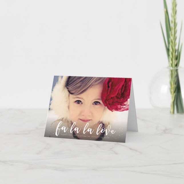 Fa La La La Love Christmas Photo Greeting Holiday Card (Front)