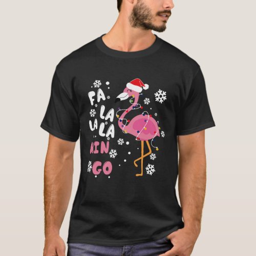 Fa La La La Min Go Flamingo Christmas Light T_Shirt