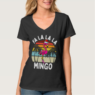Fa La La La Mingo Christmas Flamingo Palm Tree Tro T-Shirt