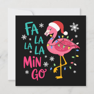 Fa La La La Mingo Christmas Flamingo Pink Lover Holiday Card