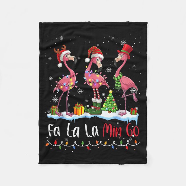 Fa La La La Mingo Flamingo Christmas Lover  Fleece Blanket (Front)