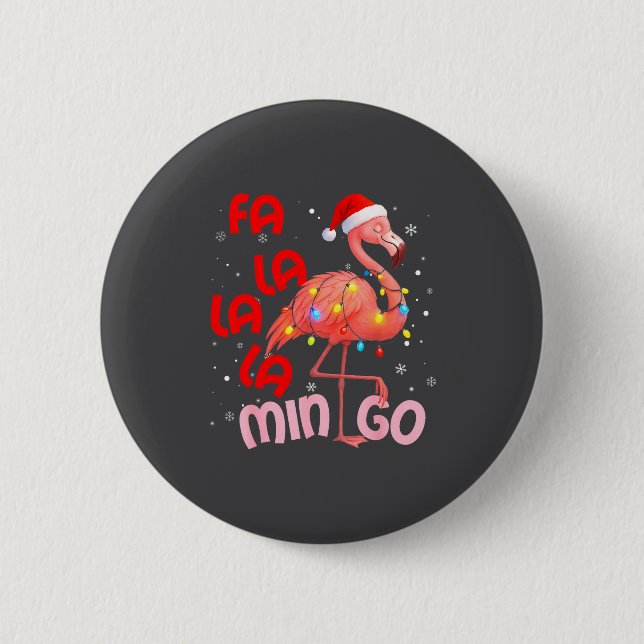 Fa La La La Mingo Flamingo Christmas Men Women Kid Button (Front)