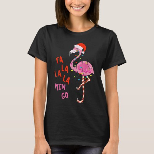 Fa La La La mingo Flamingo for Christmas T_Shirt