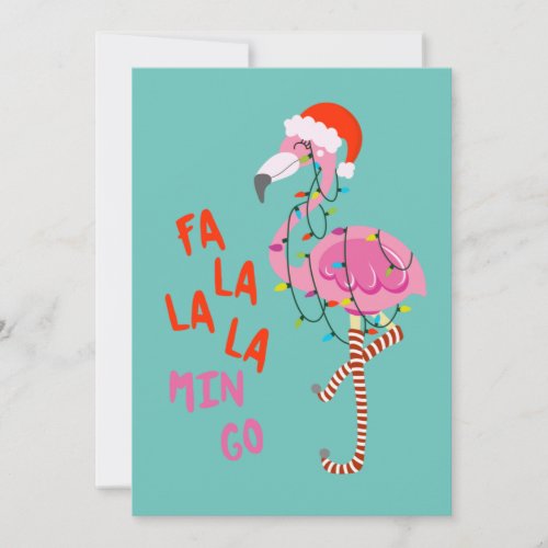 Fa La La La mingo Flamingo For Christmas Xmas Invitation