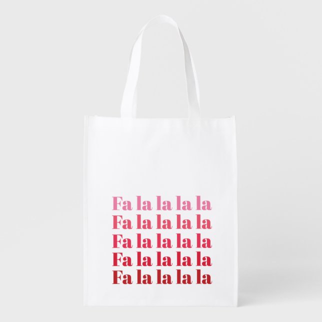 "Fa La La La" Pink Christmas Tote Bag (Front)