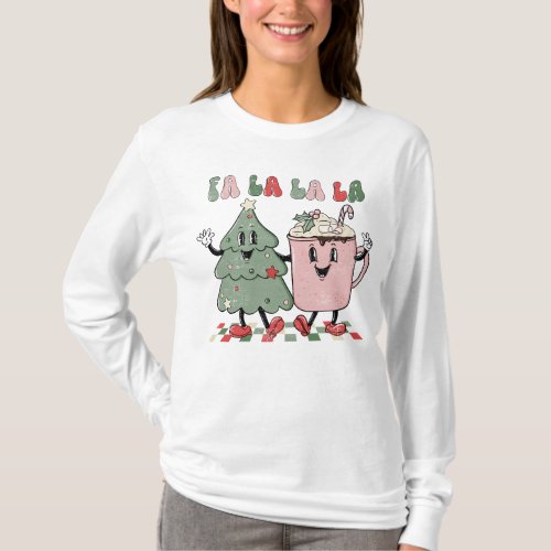 Fa La La La Retro Christmas Mascot Design T_Shirt