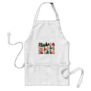 Fa la la la Retro Groovy Christmas Holidays Adult Apron