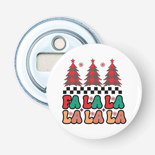 Fa la la la Retro Groovy Christmas Holidays Bottle Opener (Front)