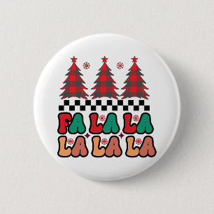 Fa la la la Retro Groovy Christmas Holidays Button