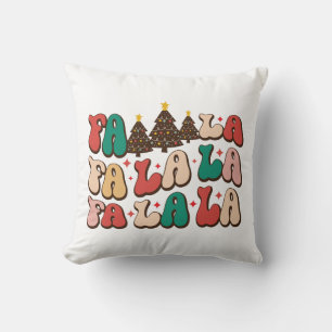 Fa la la la Retro Groovy Christmas Holidays Throw Pillow