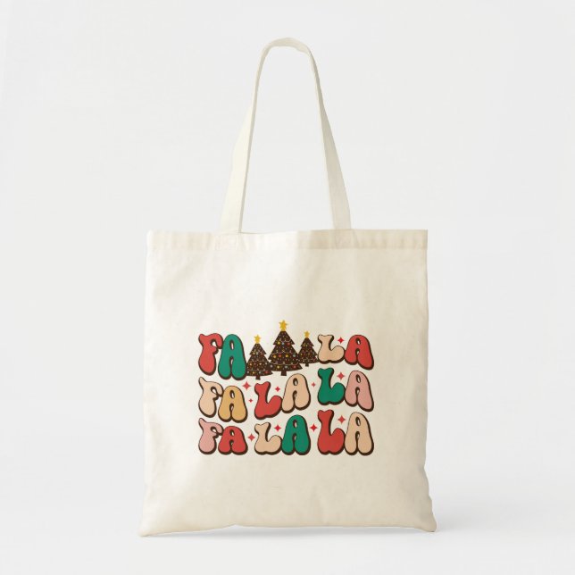 Fa la la la Retro Groovy Christmas Holidays Tote Bag (Front)