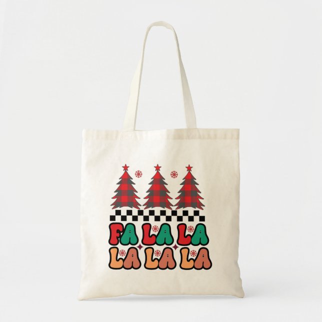 Fa la la la Retro Groovy Christmas Holidays Tote Bag (Front)