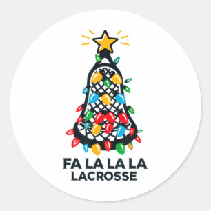 Fa La La Lacrosse Player Christmas Tree Lights Xma Classic Round Sticker