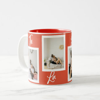 Fa La La Latte Christmas Funny Photo Collage Two-Tone Coffee Mug
