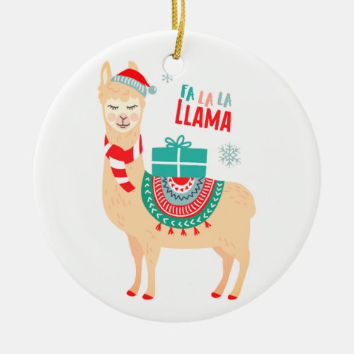 Fa La La Llama  Christmas Ceramic Ornament
