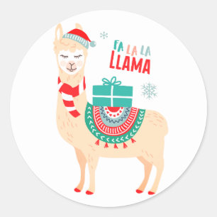 Fa La La Llama Christmas Classic Round Sticker