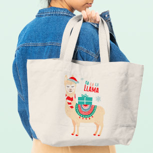 Fa La La Llama Christmas Cute Festive Large Tote Bag