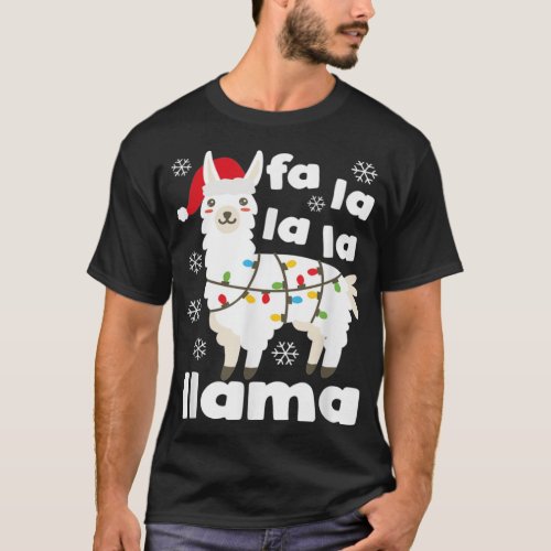 Fa La La Llama Christmas Falala Cute Kawaii Snow L T_Shirt