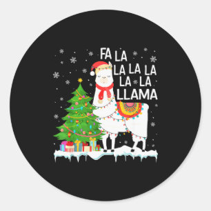 Fa La La Llama Christmas Funny Xmas Pajamas Animal Classic Round Sticker