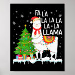 Fa La La Llama Christmas Funny Xmas Pajamas Animal Poster
