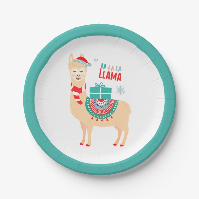 Fa La La Llama | Christmas Paper Plates (Front)