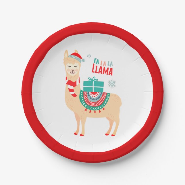 Fa La La Llama | Christmas Paper Plates (Front)