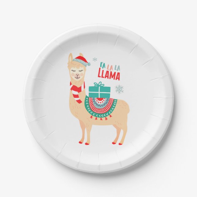 Fa La La Llama | Christmas Paper Plates (Front)