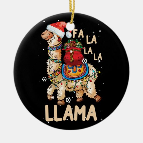 Fa La La Llama Christmas Shirt Christmas Lllama Ceramic Ornament