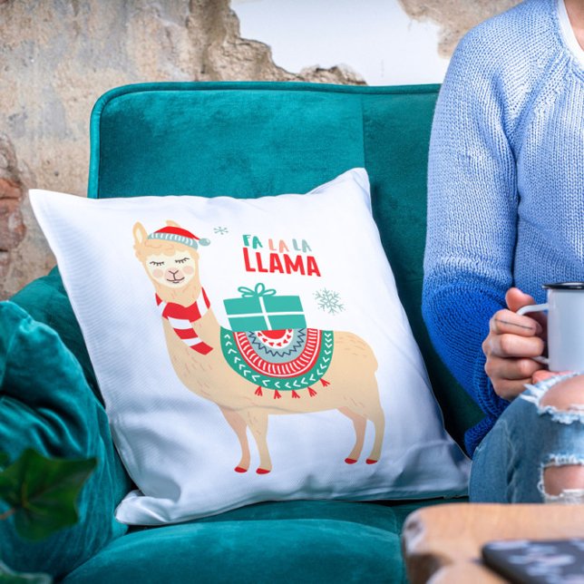Fa La La Llama | Christmas Throw Pillow (Creator Uploaded)