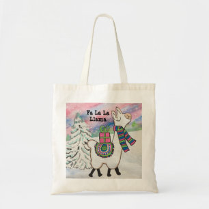 Fa La La Llama Cute Whimsical Christmas Tote Bag